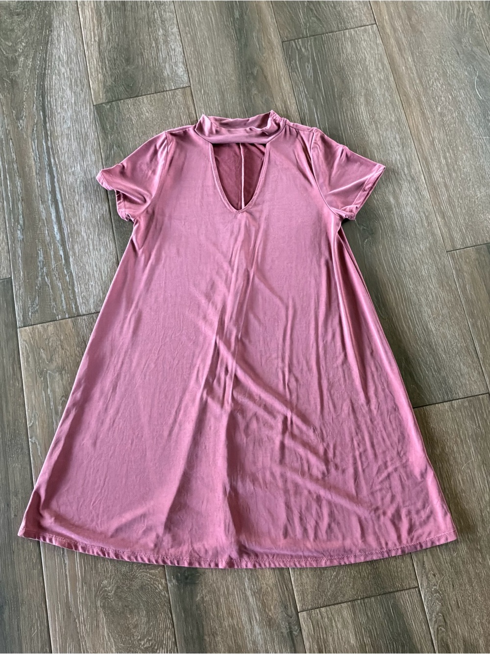 Earthbound Trading Company mauve keyhole neck A line casual dress Sz M